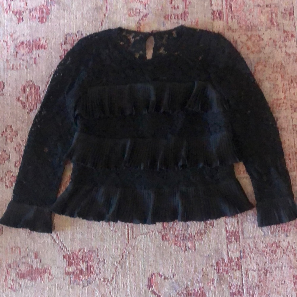 J Crew lace and ruffle top.